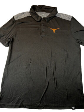 Texas Longhorns Shirt Men's L Black Fanatics Performance Golf Polo Stretch
